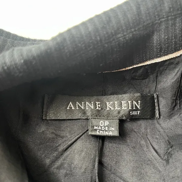 Y2K Anne Klein Pinstripe Womens Blazer Sz OP Career Quiet Luxury Academia Gray - Image 11