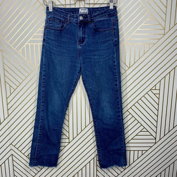 Acne Studios Jeans Skinny Straight High Rise‎ Medium Wash Denim Blue Size 28 - Image 3