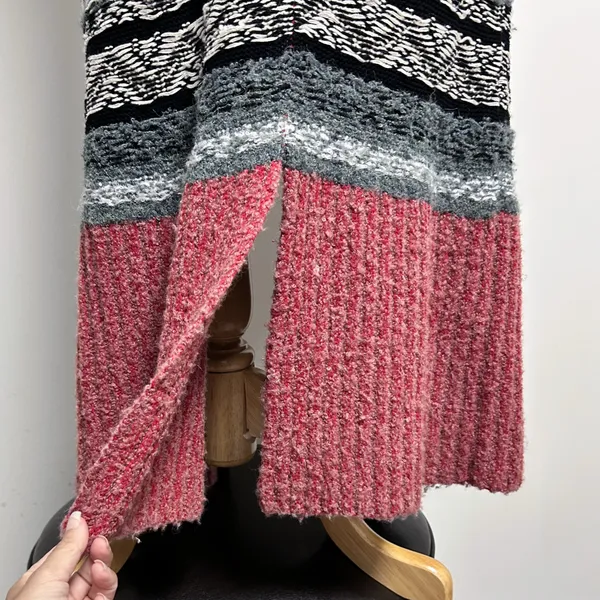 Anthropologie Sleeping On Snow Red Ivory Quillins Jacquard Open Vest Duster M/LP - Image 5