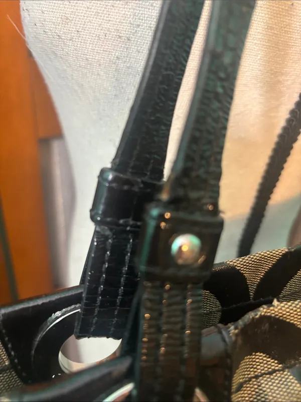 Coach “Op Art” Black and Tan Circle Logo Tote - Image 9