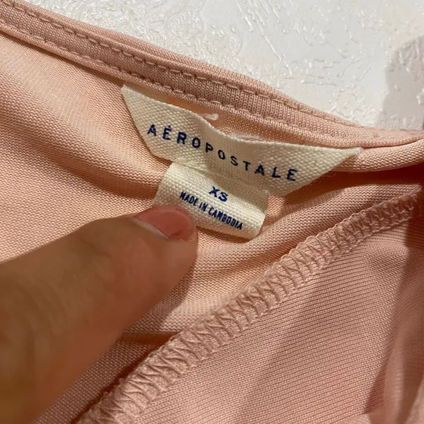 Aeropostale XS Blush Pink Lace Up Bell Sleeve Boho Peasant Top - Image 4
