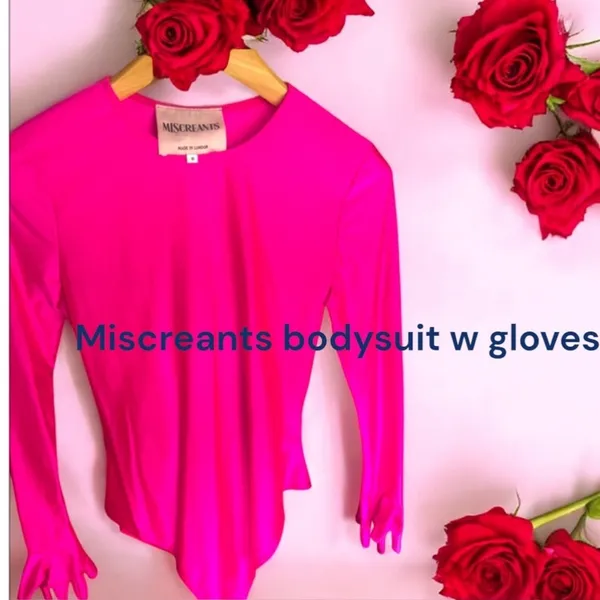 Miscreants London neon pink bodysuit w gloves NWT - Image 2