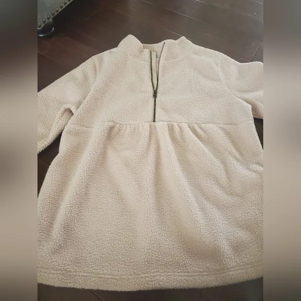 Maternity NEW Sherpa collared 1/ 2 zip sweatshirt in cream by Isabel Maternity - Image 4