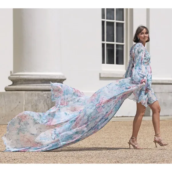 BIBIANA‎ CABELLO Mazarine Chiffon Layered Maxi Gown - Image 2