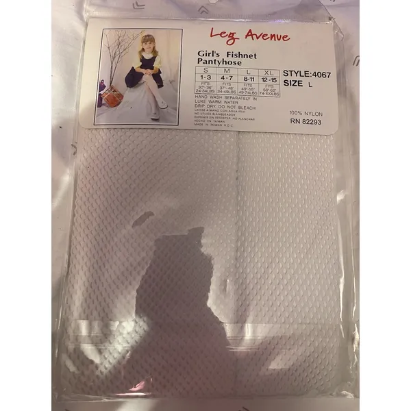 Girls White Fishnet Tights‎ Size Medium 4-7 By Leg Avenue - Image 2