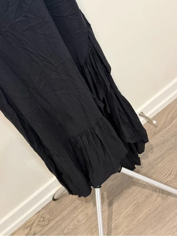 Volcom Black High-Low Maxi Dress Size Small Tiered Boho Adjustable Straps - Image 4