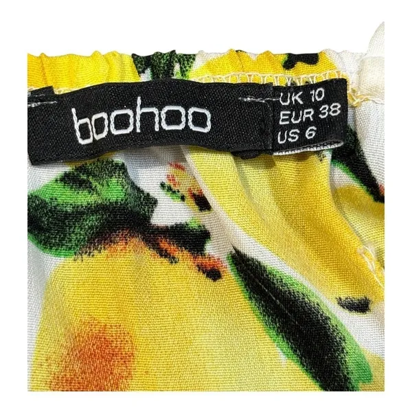 Boohoo‎ Lemon Print Sundress Yellow Fruit Floral Cutout Summer Coquette Vacation - Image 8