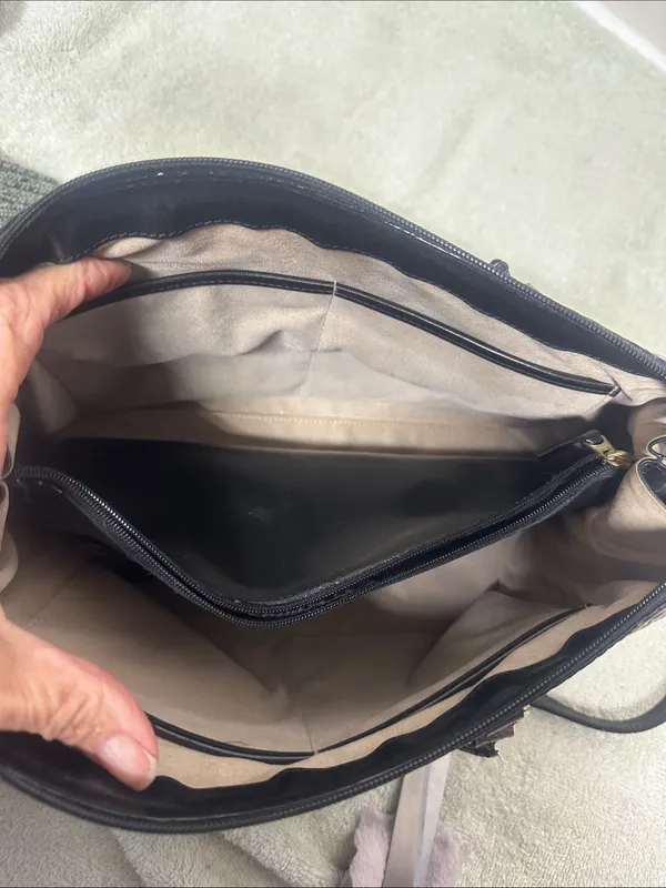 Brahmin Black and Brown Leather Crossbody Satchel-Crossbody - Image 10