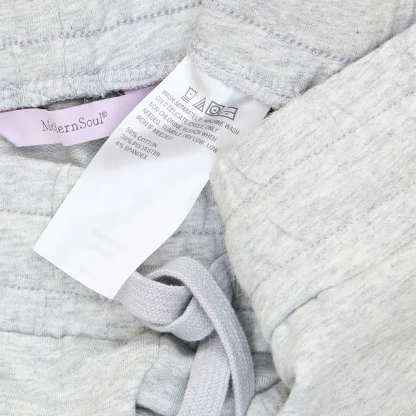 NWT Modern Soul Women's French Terry Cropped Pants W/Pockets Medium Heather Gray - Image 4