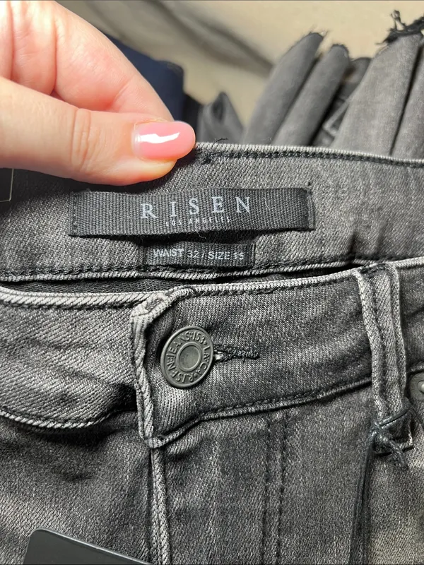 Risen Jeans High Rise Raw Hem Flare Jeans - Image 3