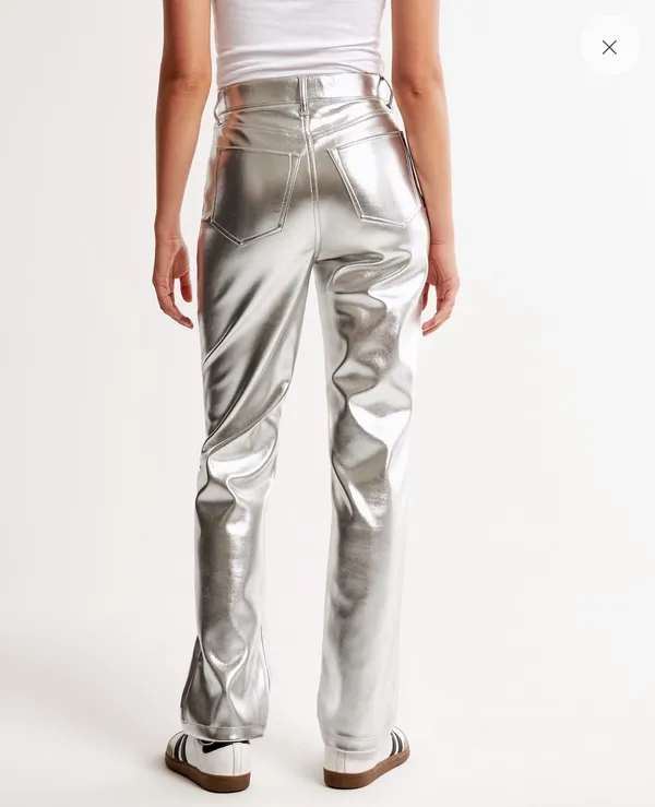 Silver Leather Pants - Image 2