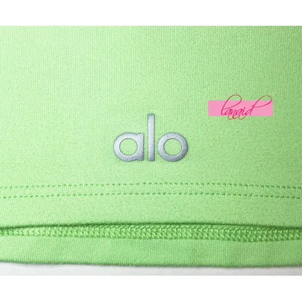 Alo Crop Finesse Short Sleeve Ultramint Neon Bright Stretchy Cropped T-Shirt Top - Image 7