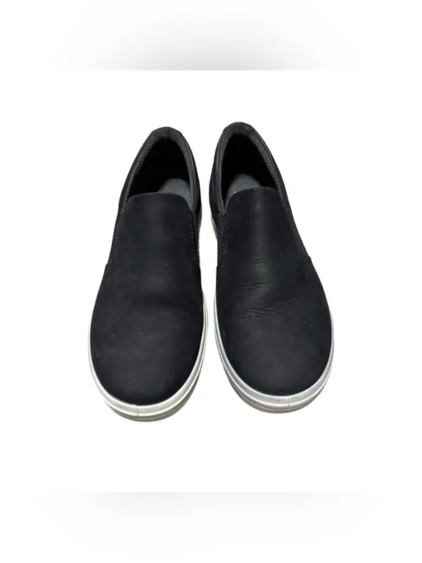 ECCO Soft Shoes Women's 7 Black Suede Comfort Slip On Sneaker Travel Casual - Image 5