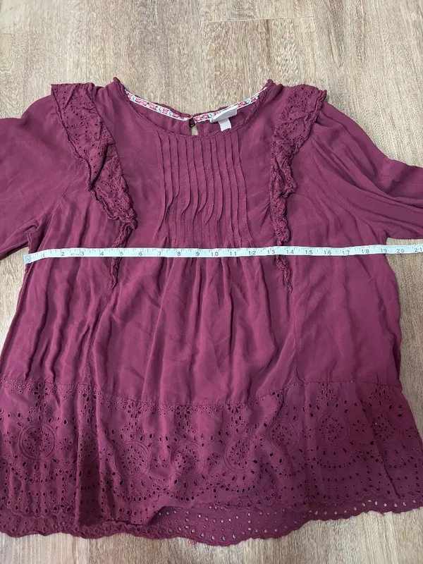 Knox Rose Burgundy Long Sleeve Top - Size Large - Image 7
