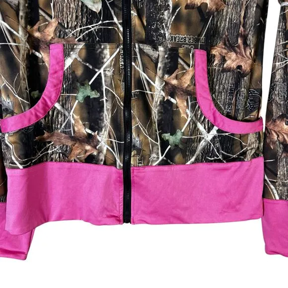 Prairie Buck Long Leaf Camo Jacket Size L Brown‎ Pink Full Zip Hunting Cabincore - Image 4
