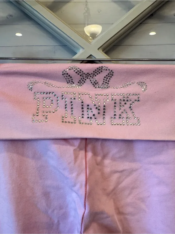 Victoria’s Secret PINK Y2K Bling Cotton Foldover Flare Leggings No Size Tag Sm? - Image 4
