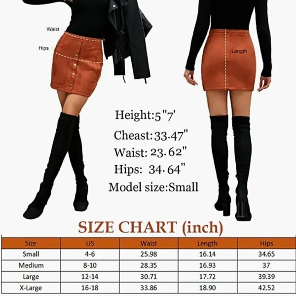 Naggoo Women's Size‎ Medium High Waist Mini Skirt Army Green Faux Suede Button - Image 14