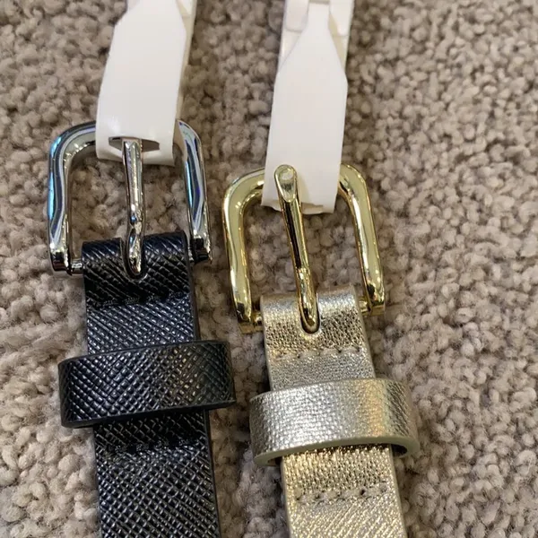Women’s Belts 2 Pack 1 Black wSilver Buckle & 1 Gold/Silver wGold Buckle L NWT - Image 3