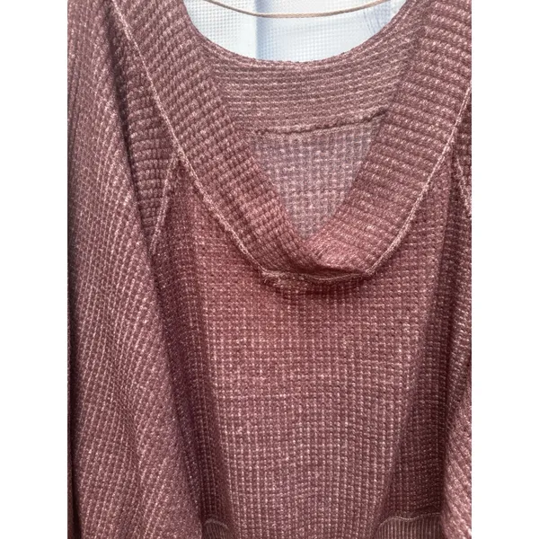 FREE PEOPLE We The Free Westend Purple Waffle Knit Thermal Top pocket Sz XS - Image 9
