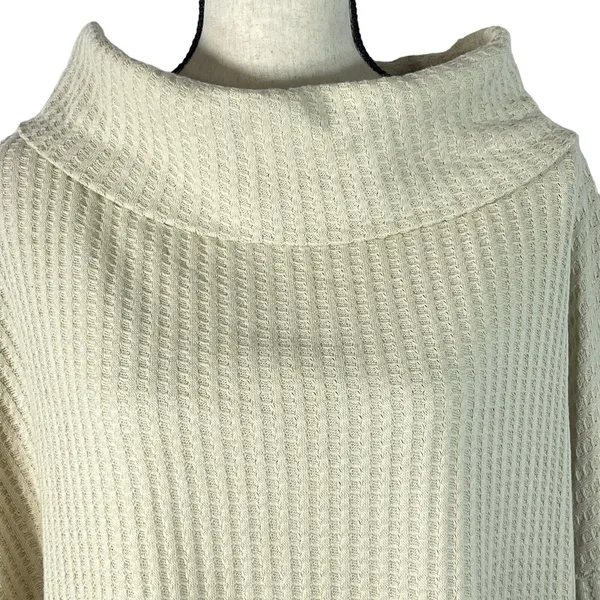 Free People Medium Thermal Top Juicy Cowl Neck Split Back Long Sleeve Stone Cold - Image 4