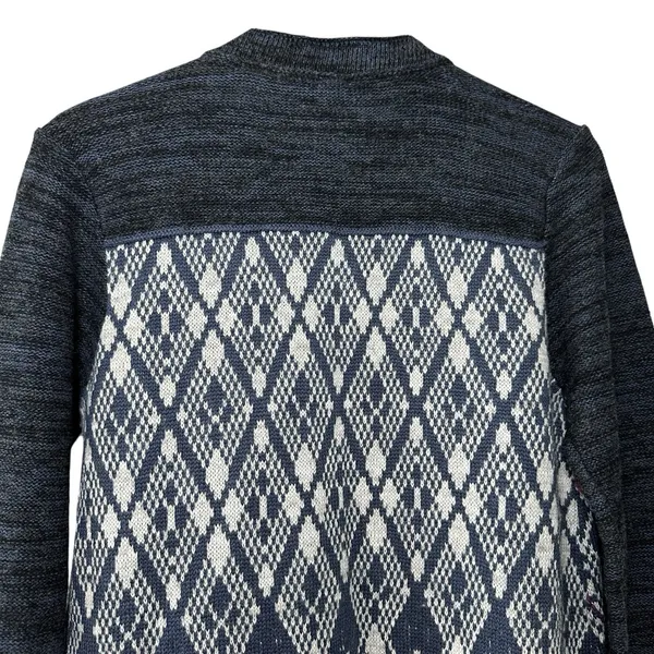 Free People Foxtrot Argyle Knit Cardigan Sweater Women's L Wool Blend‎ Preppy - Image 5