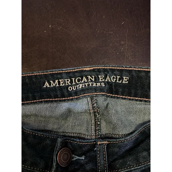 American Eagle Outfitters Tomgirl Jeans Womens 4 Dark Wash Blue Distressed Denim - Image 8