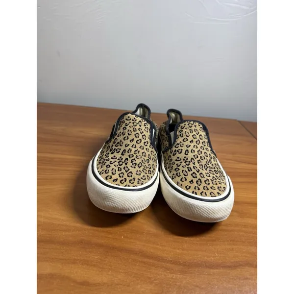 VANS WOMENS Mini Leopard Print SF Slip-On Sneakers Suede Marshmallow Size 9.5 - Image 3
