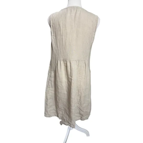Terzo Millennio Linen Button Front Dress M Made in Italy Coastal - Image 3
