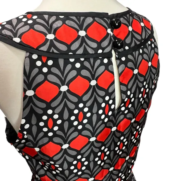 Milly Sheath Dress 2 Black Gray Red Silk Geometric‎ Sleeveless Modern Chic Party - Image 6