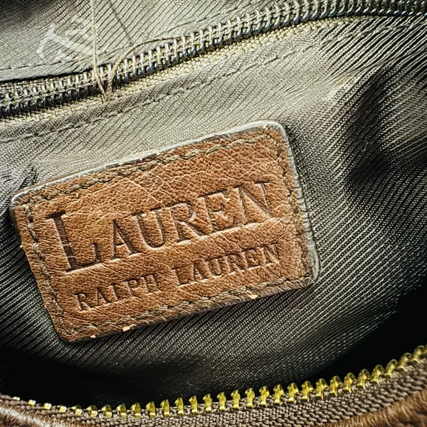 Ralph Lauren brown leather woven Y2K small shoulder bag - Image 6