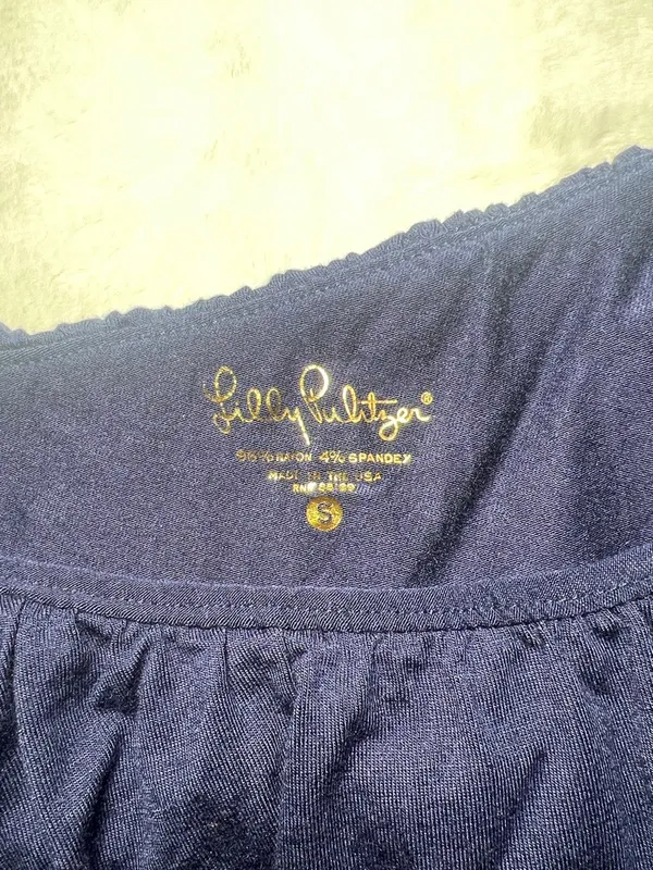 Lilly Pulitzer Navy One-Shoulder Ruffle Top - Image 4