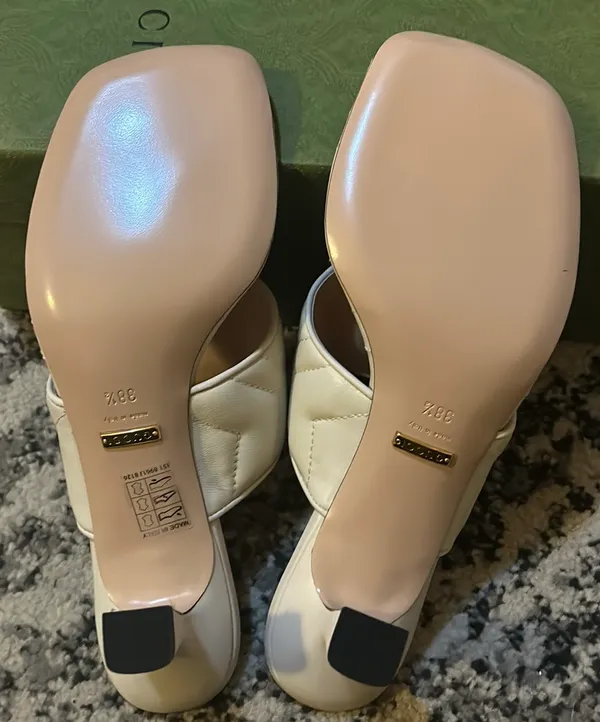 Double G Thong Sandal Mules size 38.5 White - Image 4