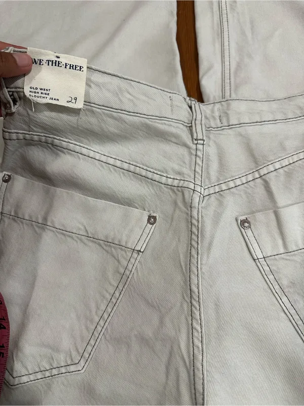 We The Free old west High Rise Slouchy Jean’s Wide Leg Jeans in Light Cream - Image 15