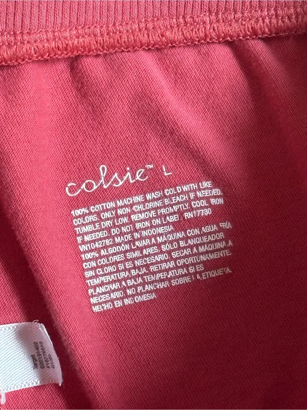 Pink cotton shorts with drawstring waist, size L #summer #casual - Image 3