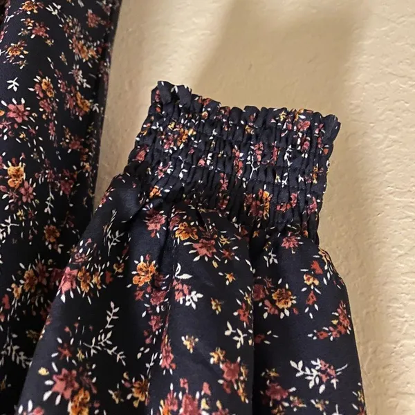 Bohme Modest Long Sleeve Smocked Floral Ruffle Midi Dress Size M - Image 7