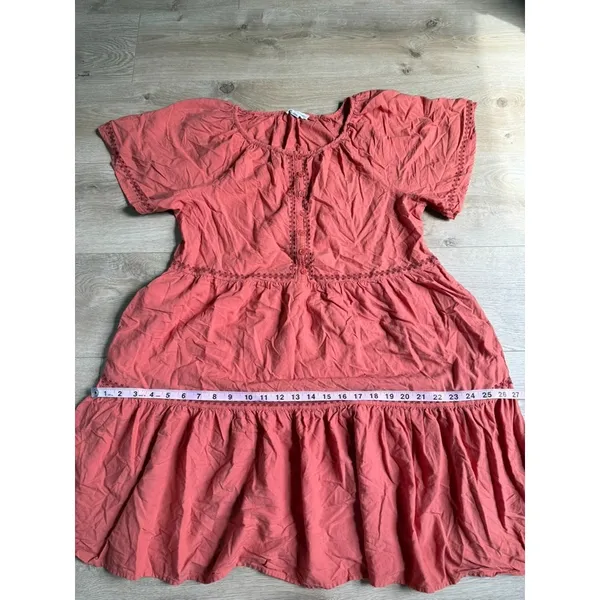 EUC Beach Lunch Lounge Collection Embroidered Tiered Midi Dress Size M Boho - Image 5