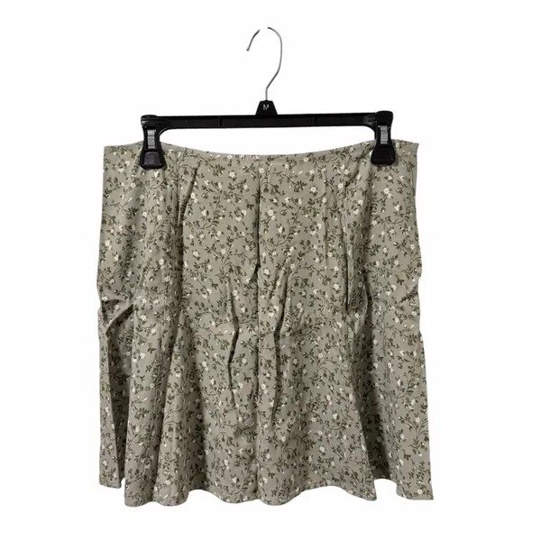 Reformation Ember Button Front Skirt Size 10 Green Floral - Image 3