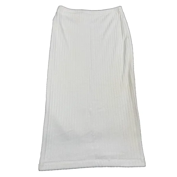 Beautiful People Midi Skirt‎ Brushed Ribbed Knit Pullon Off White Medium USA - Image 6