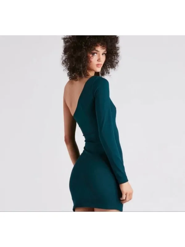 Windsor Teal Green One Shoulder Mini Dress XS - Image 2