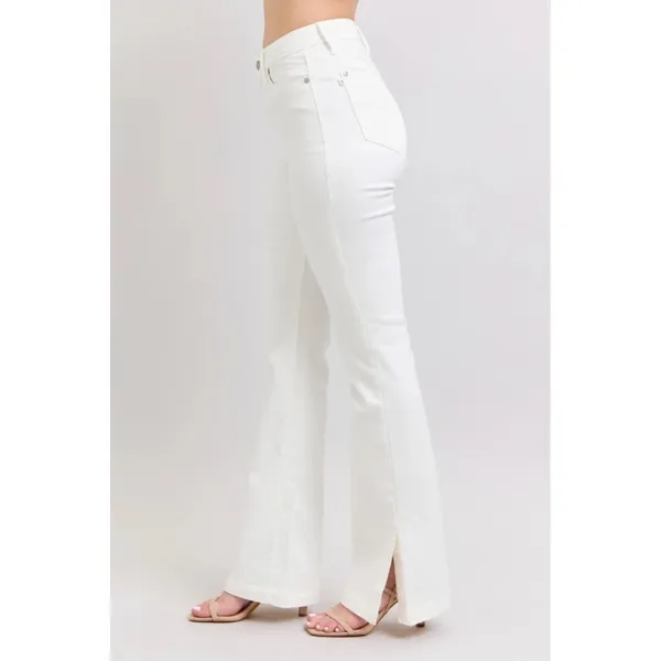 Judy Blue High Waist Garment Dyed White Side Slit Slim Bootcut NWT size 15/32‎ - Image 5