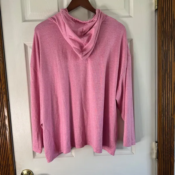 MUK LUKS Hoodie Pullover Top Keyhole Drawstring Pink Comfy Athleisure‎ 2X - Image 2