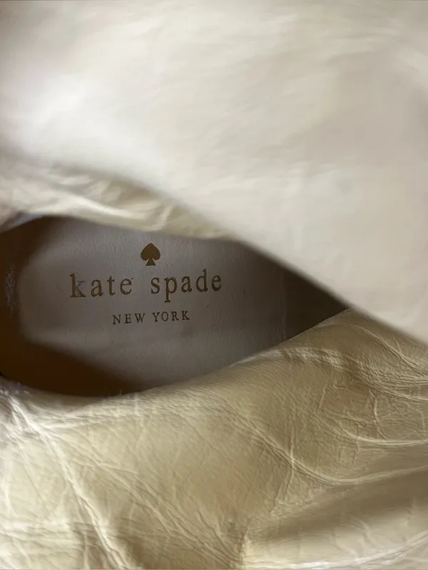 Kate Spade Grey Suede Leather Knee High Curved Wedge Boots Size 7.5 - Image 8