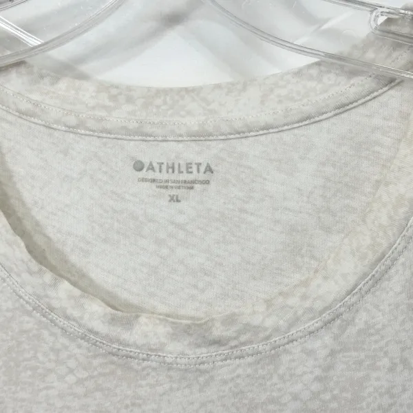 Athleta XL Top Short Sleeve Cotton Snakeskin White Cream Boxy Layering Base 593 - Image 9