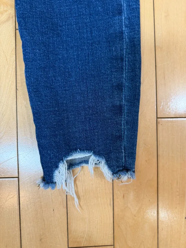 Loft Slim Pockets High Waist Skinny Button Front Raw Hem Denim Jeans Size 2 / 26 - Image 3