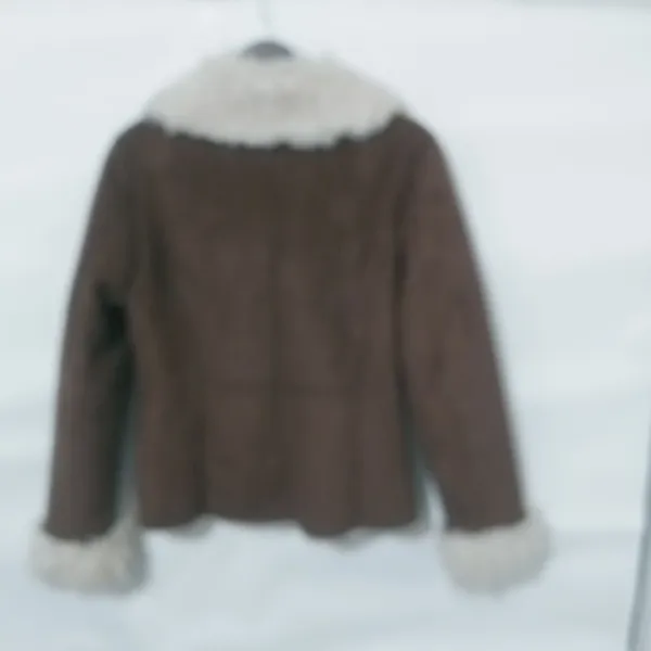 Boston Proper S Brown Shearling Toggle Boho Waist Jacket - Image 3