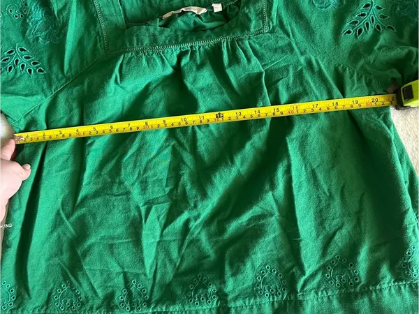 Soft Surroundings Emerald Square-Neck Eyelet Cotton Blouse - Image 6