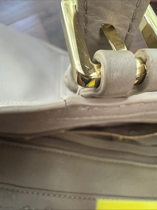 Tory Burch gray Pebbled Leather Tote with Gold Logo - Image 14