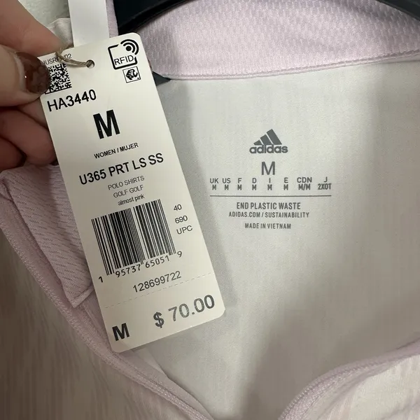 NEW Adidas Golf‎ Tennis Pickleball 1/4 Zip Pullover Womens Medium Pink Stripe - Image 5