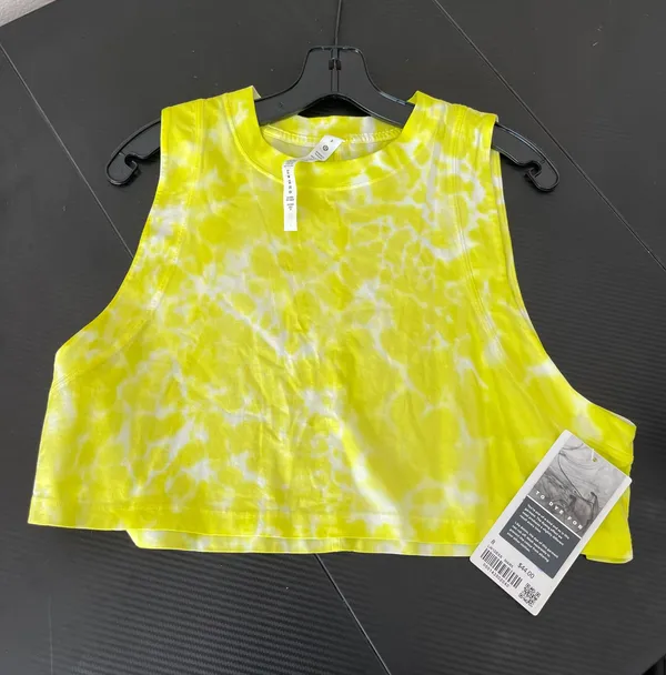 Lululemon All Yours Cropped Cotton Tank Top *Tie Dye size 8 in Marmoleado Tie Dye Highlight Yellow - Image 6