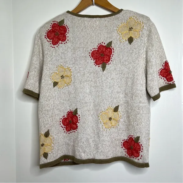VTG Christopher & Banks Hand Embroidered Sweater Women’s Medium Floral - Image 6
